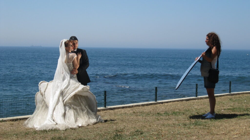 Fenerbahce Park is a very popular spot for wedding photographs
