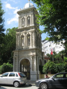 The solemn bell tower of the Church of St Panteleimon