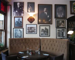 Viktor Levi interior with photos of many of their famous patrons.