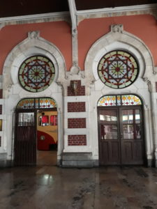 Original stained glass inserts above entry to Sirkeci Railway Museum