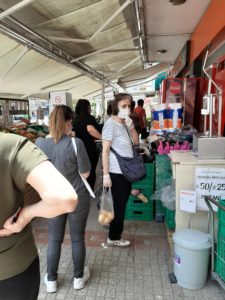 Customers at my local supermarket waiting in line in Coronavirus Turkey.