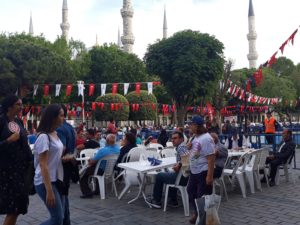 People waiting patiently for iftar to begin, Sultanahmet 2018.