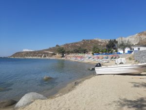 Looking along the sand at Karadut beach.