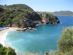 Looking down on Buyuk Cakil beach, Kas, 2014.