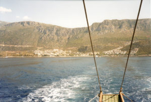 Looking back at Kas from boat, 2007.