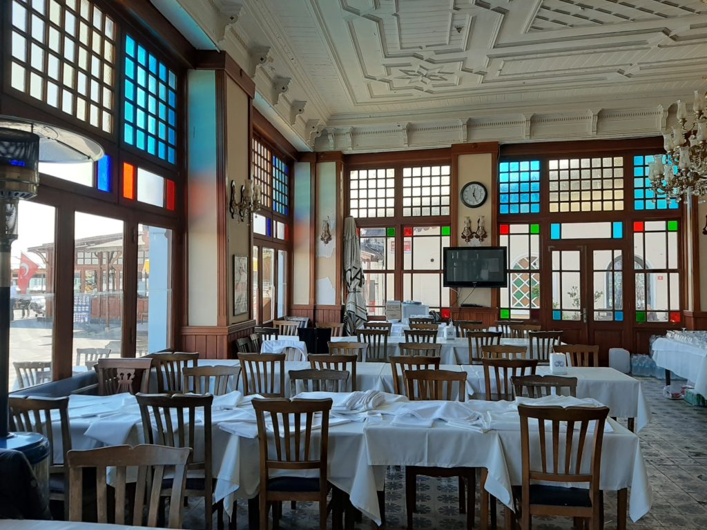 The lovely old school interior of Milano Restaurant. They have waterside tables too!