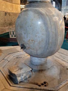 One of the two urns carved from solid marble in the Hagia Sophia