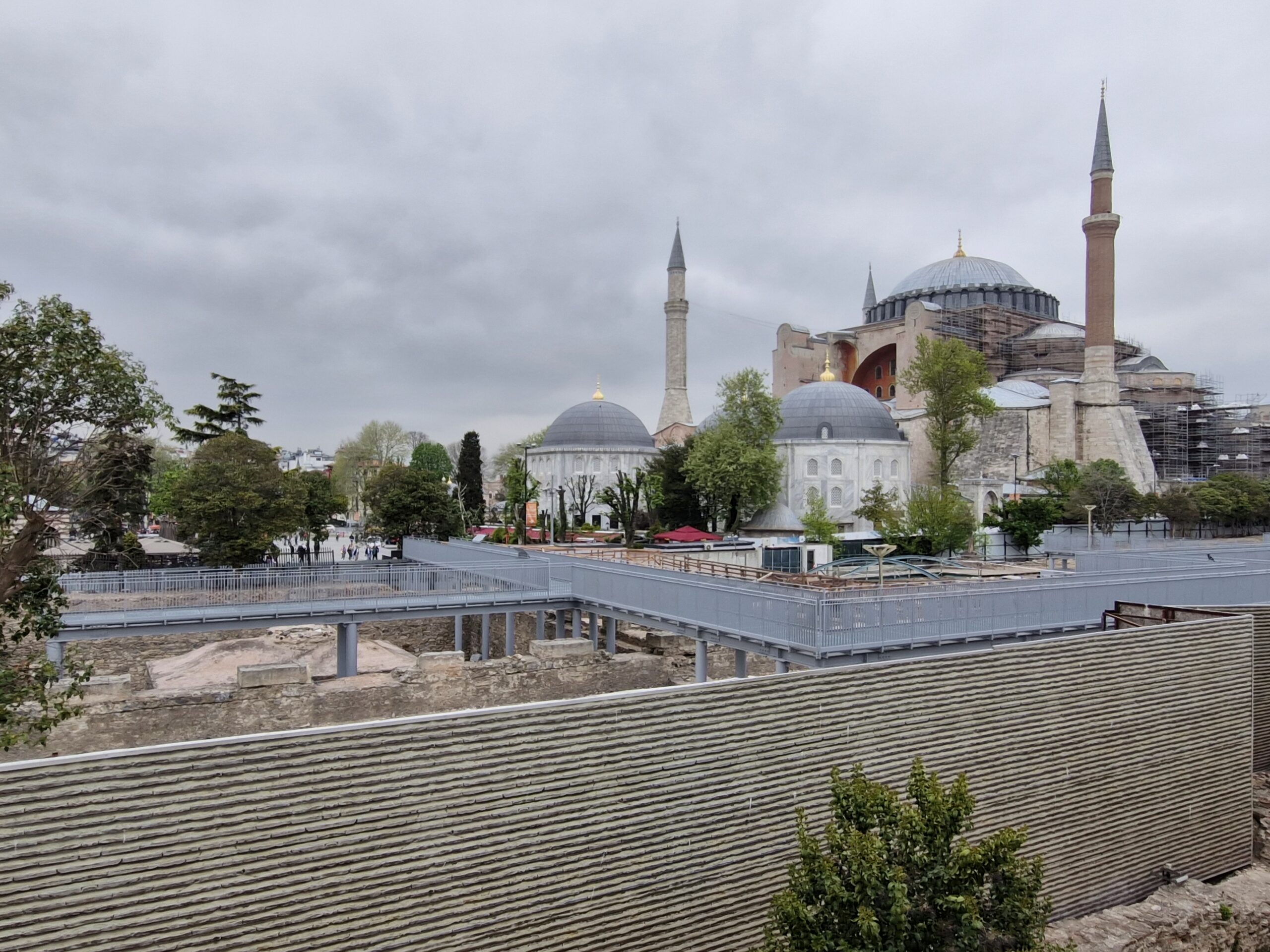 The view from the Four Seasons Sultanahmet roof top bar with yet to be opened archaeological site in the foreground